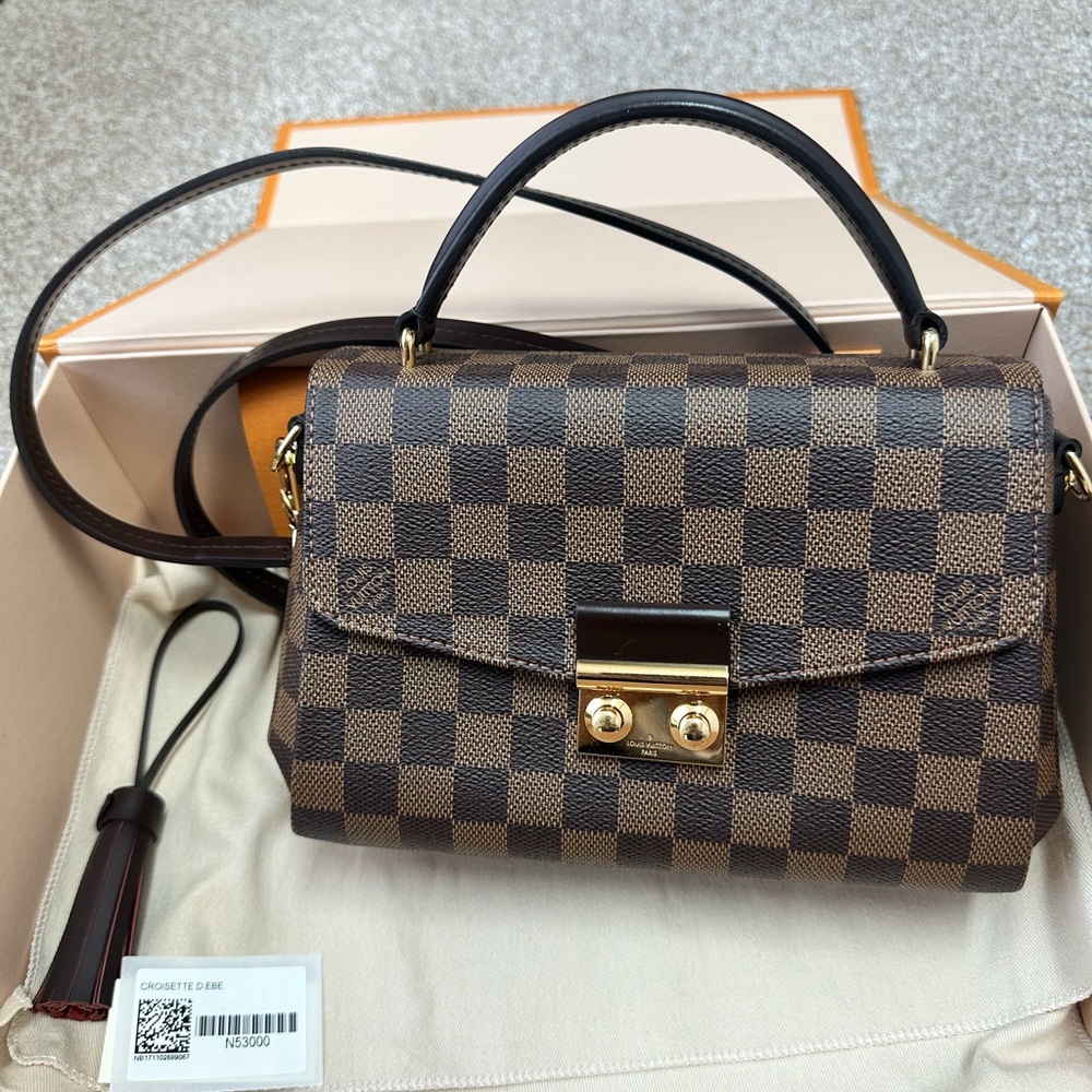 Louis Vuitton Brown Damier Ebene Top-Handle Satchel with Gold Hardware